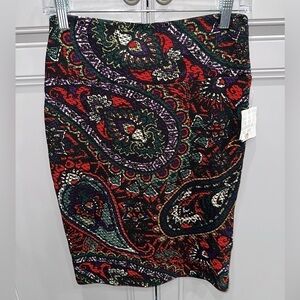 LulaRoe Red paisley print Cassie pencil skirt size small